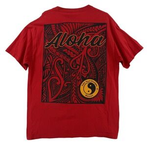 T&C Surf Designs Shirt Mens XL Red Aloha Yin Yang Hawaii Graphic Tribal Tee